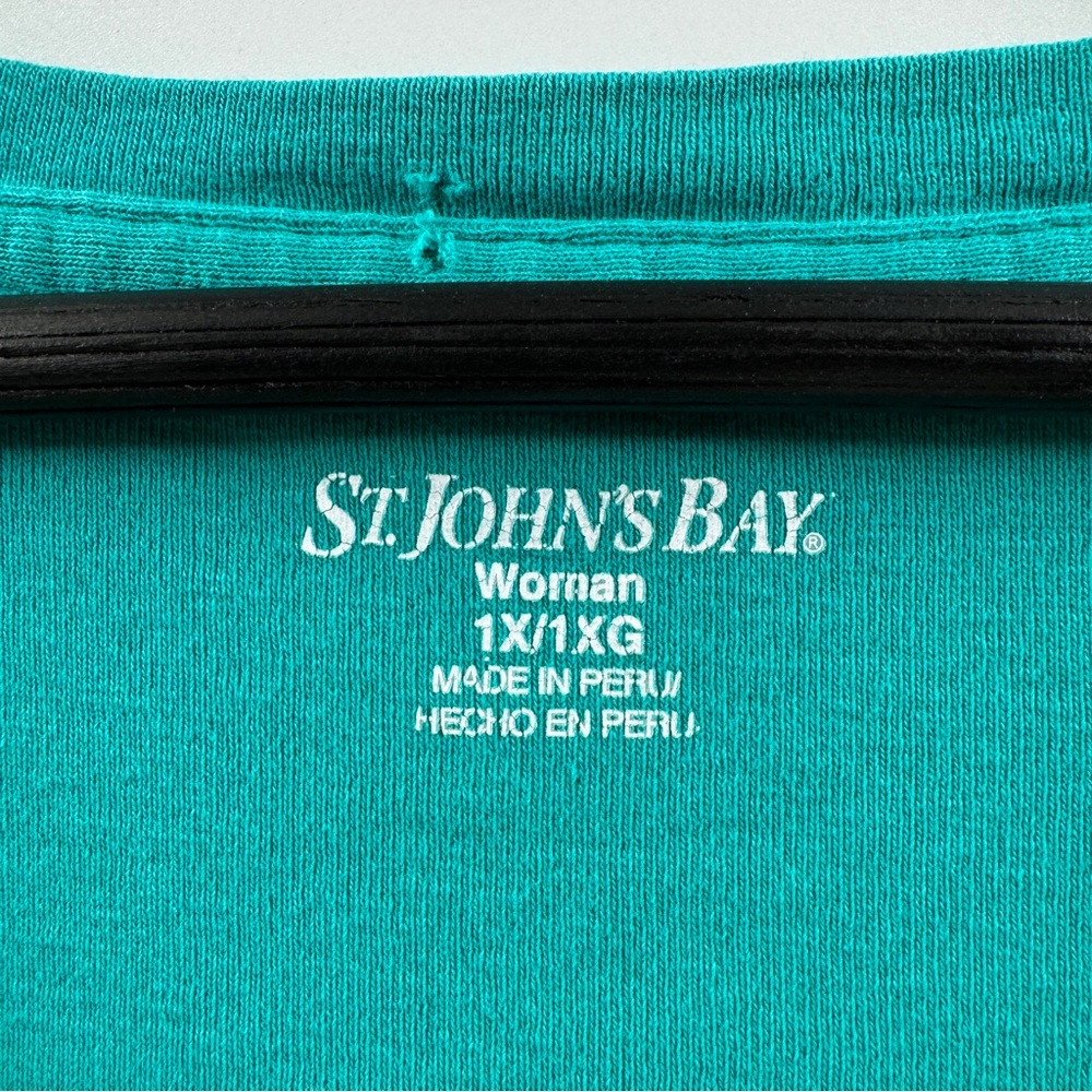 St. John’s Bay Teal Floral Scoop Neck Top Women’s Size Large - Picture 4 of 5